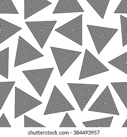 geometric triangles seamless pattern monochrome. Black and white color-vector illustration.