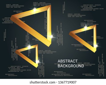 Geometric triangles sparkle on the background. Modern geometric background. Abstract composition. 3D vector illustration . 