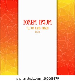 Geometric, triangular abstract background with place for text, message or logo. Good for greeting card, invitation, brochure, flyer. Vector illustration.
