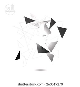 Geometric Triangular Abstract Modern black and white Backgrounds - EPS10 Brochure Design Templates.Low poly design.