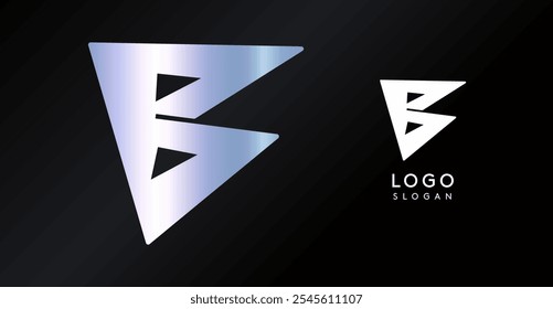 Letra triangular geométrica B, logotipo dinâmico abstrato, monograma de gradiente holográfico moderno para jogos, tecnologia, arte urbana, inovação, marca de streetwear, ciberesporte de ficção científica. Ilustração vetorial