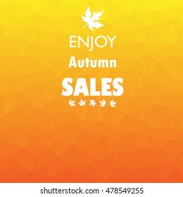 Geometric triangular background card with maple leaf, enjoy autumn sales
