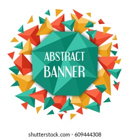Geometric triangular background template for sale. Abstract banner. Used for covers, flyers, banners, posters, placards, presentations, books and other printed and web materials. Vector illustration.