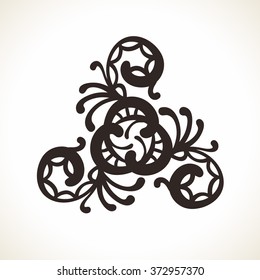 Geometric triangular design element, Ornamental mandala