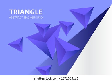Geometric triangular futuristic background. Modern abstract background design of triangular pyramids. Applicable for banners, brochures, covers, flyers. 3D vector illustration.