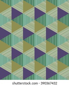 Geometric triangular pattern in purple green