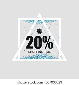 Geometric triangular poster with advertising of discounts and sales. Vector illustration