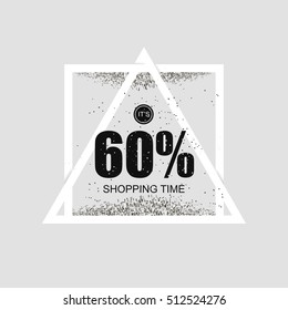 Geometric triangular poster with advertising of discounts and sales. Vector
