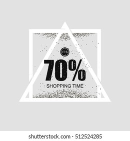 Geometric triangular poster with advertising of discounts and sales. Vector