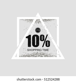 Geometric triangular poster with advertising of discounts and sales. Vector