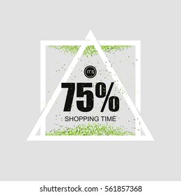 Geometric triangular poster with advertising of discounts and sales. Vector illustration