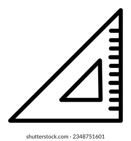 Geometric triangular ruler line icon, stationery concept, corner straightedge vector sign on white background, triangle ruler symbol in style for and web. Vector graphics.