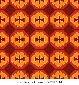 Geometric tribal colored seamless pattern. Saved in swatches.