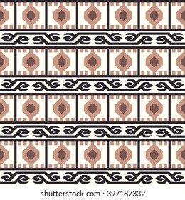 Geometric tribal colored seamless pattern. Saved in swatches.