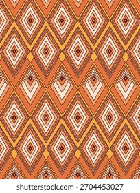 Geometric tribal diamond pattern in warm orange tones