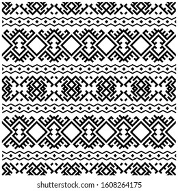 Geometric Tribal Ethnic Pattern design vector in black and white color. Illustration of Aztec Ethnic Pattern design Vector