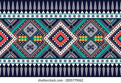 Geometric tribal ethnic pattern designs. Ikat aztec fabric carpet mandalas african american native ornaments textile decoration wallpaper. traditional embroidery vector illustrations background. 