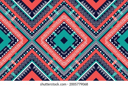 Geometric tribal ethnic pattern designs. Ikat aztec fabric carpet mandalas african american native ornaments textile decoration wallpaper. traditional embroidery vector illustrations background. 