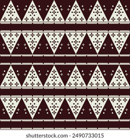 Geometric Tribal Fabric Seamless Pattern, Traditional Thai Textile Design Seamless Pattern, Ethnic Triangle Motif Background, Vintage Folk Art Seamless Pattern, Art Illustration for Textile, Fabric.