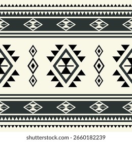 Geometric tribal pattern with diamonds and triangles on a cream background geometric ethnic pattern