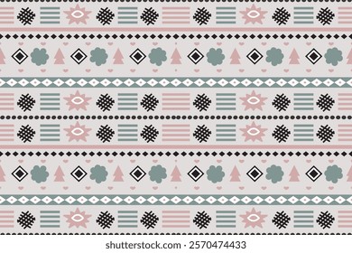 Geometric Tribal Pattern in Earthy Pastel Tones