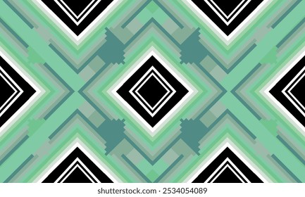 Geometric Tribal Pattern in Green Tones.vector for carpet,clothing,bag and printable.