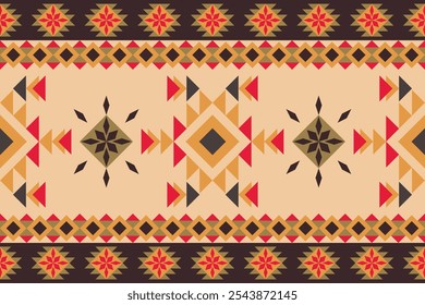 Geometric tribal pattern with Native American and Southeast Asian, Navajo, Aztec, and ikat motifs. Ideal for rugs, wallpapers, and tapestries, this vintage-inspired design celebrates cultural heritage