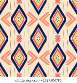 Geometric Tribal Pattern with Symmetrical Triangle and Diamond Shapes 