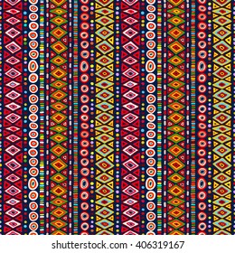 Geometric Tribal pattern. Traditional colored ethnic folk motifs hand-drawn, vector background.