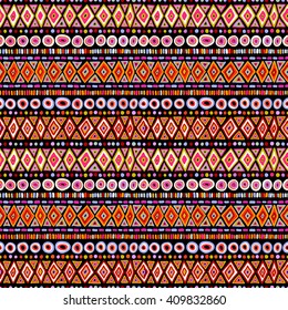 Geometric Tribal pattern. Traditional colored ethnic folk motifs hand drawn, vector background.