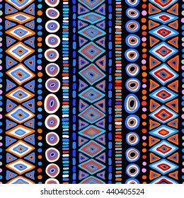 Geometric Tribal pattern. Traditional colored ethnic folk motifs hand drawn, vector background.