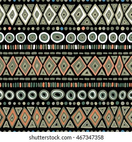 Geometric Tribal pattern. Traditional colored ethnic folk motifs hand drawn, vector background.