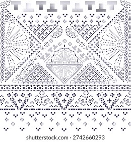 Geometric tribal pyramid seamless pattern for textile print for fabric, boho ethnic design