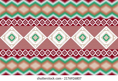 Geometric tribal seamless pattern. Design for background,carpet,wallpaper,cloth,blankets,bags,fabric,furniture, packing Vector illustration embroidery style.
