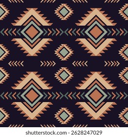 Geometric Tribal Seamless Pattern in Earth Tone Colors