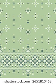 Padrão sem emenda tribal geométrico em Sage Verde Étnico Borda e Motif Vetor