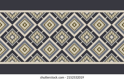 Geometric tribal seamless pattern. Traditional design for background, wallpaper, paper, packaging, fabric, clothing, gift wrapping, carpet, tile, decoration, vector illustration, embroidery style.