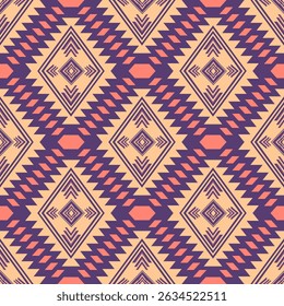 Geometric Tribal Textile with Diamond and Zigzag Elements