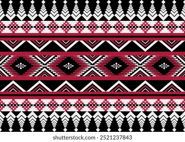Geometric Tribal-Inspired Pattern in Red, Black, and White