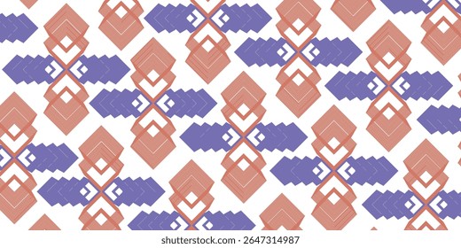 Geometric Tribal-Inspired Seamless Pattern With Layered Diamond and Arrow Motifs in Red and Blue Tones. Perfect for Textiles, Wallpapers, or Digital Backdrops - Powered by Shutterstock - Get 15% off with code: PIKWIZARD15
