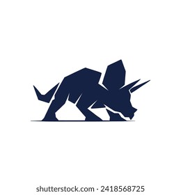 geometric Triceratops illustration in silhouette style