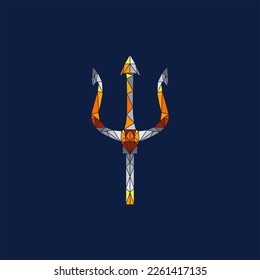 diseño de estilo de polígono de arma de tridente geométrica