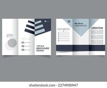 Geometric trifold brochure. Corporate business trifold brochure template.
