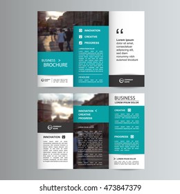 Geometric Trifold Business Brochure Leaflet Flyer or booklet template. Flat design set. Vector Illustration.