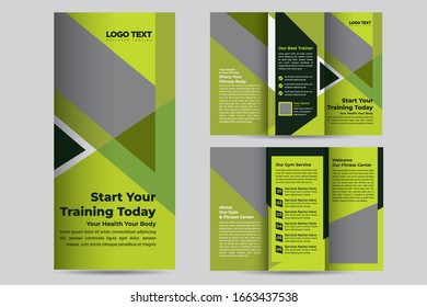 Geometric Tri-Fold Fitness Brochure Design Template - Fitness Brochure Layout Tri Fold.