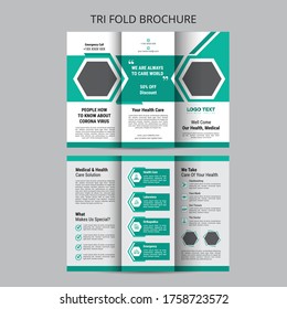 Geometric Trifold Medical Brochure Flyer Layout Template.