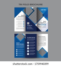 Geometric Trifold Medical Brochure Flyer Layout Template.