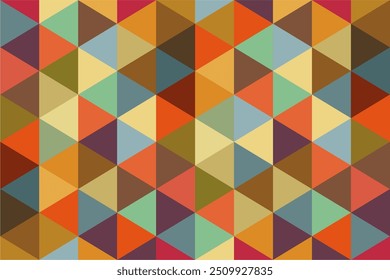 Fundo retrô trigonal geométrico. Fundo vintage mosaico para cartaz, banner, folheto, cartão e muito mais.