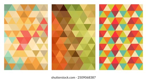 Geometric trigonal retro background set vector. Vintage background template for poster, flyer, wallpaper, card, and banner.