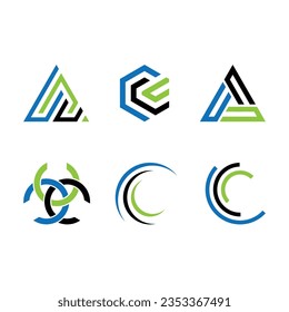 Geometric Triple C sign. CCC Letter set. hexagon triple C logo design template Creative corporate symbols as well as for various business names.